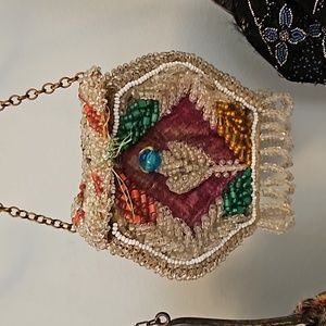 Antique Native American Miniature Hand Beaded Souvenier Purse